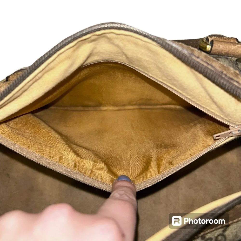 Gucci Authentic Vintage GG Logo Canvas Sherry Line Boston Doctor Bag